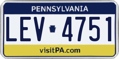 PA license plate LEV4751