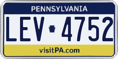 PA license plate LEV4752