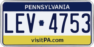 PA license plate LEV4753
