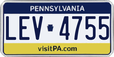 PA license plate LEV4755