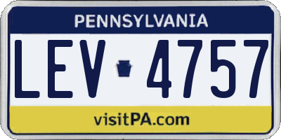 PA license plate LEV4757