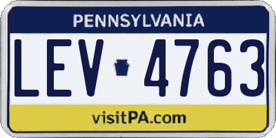 PA license plate LEV4763