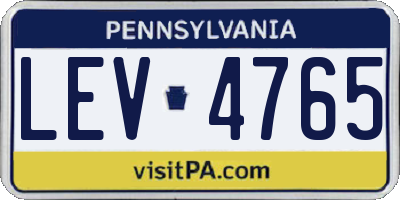 PA license plate LEV4765