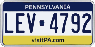 PA license plate LEV4792