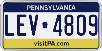 PA license plate LEV4809