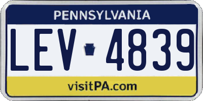 PA license plate LEV4839