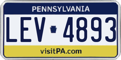 PA license plate LEV4893
