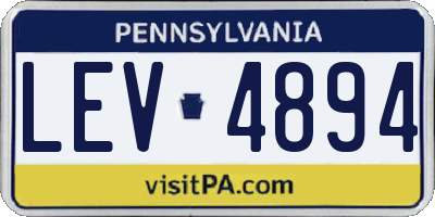 PA license plate LEV4894