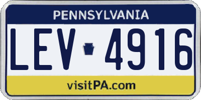 PA license plate LEV4916