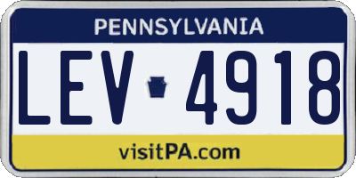 PA license plate LEV4918