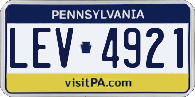 PA license plate LEV4921