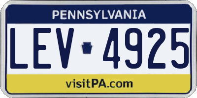 PA license plate LEV4925
