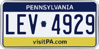 PA license plate LEV4929