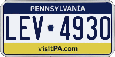 PA license plate LEV4930