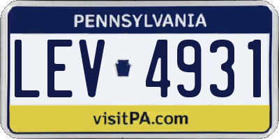 PA license plate LEV4931