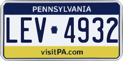 PA license plate LEV4932