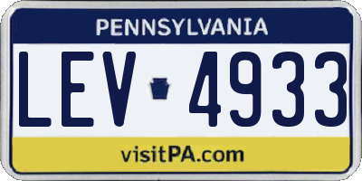 PA license plate LEV4933