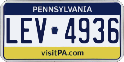 PA license plate LEV4936