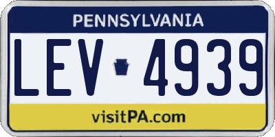 PA license plate LEV4939