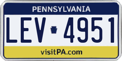 PA license plate LEV4951