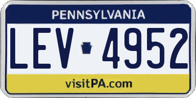 PA license plate LEV4952