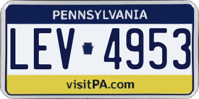 PA license plate LEV4953
