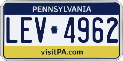 PA license plate LEV4962