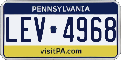 PA license plate LEV4968
