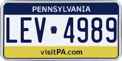 PA license plate LEV4989