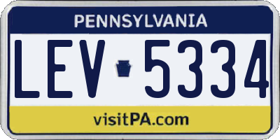 PA license plate LEV5334