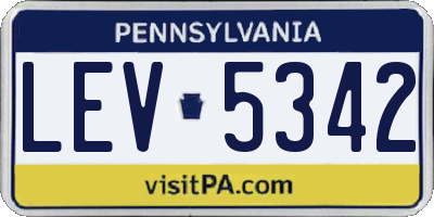 PA license plate LEV5342