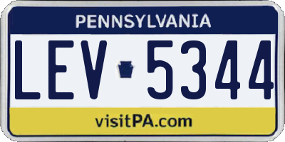 PA license plate LEV5344