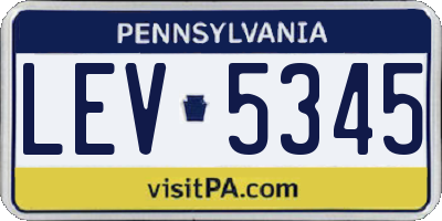 PA license plate LEV5345