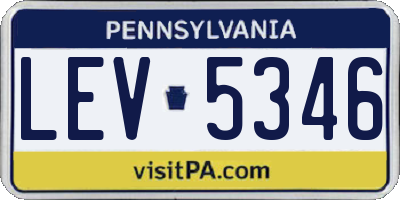 PA license plate LEV5346