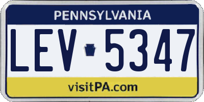 PA license plate LEV5347