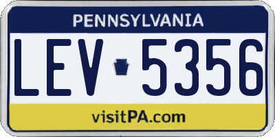 PA license plate LEV5356