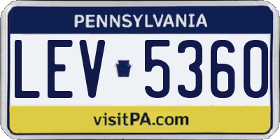 PA license plate LEV5360