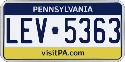 PA license plate LEV5363