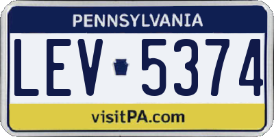 PA license plate LEV5374