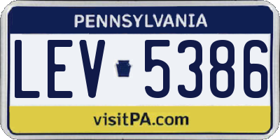 PA license plate LEV5386