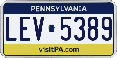 PA license plate LEV5389