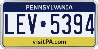 PA license plate LEV5394