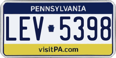 PA license plate LEV5398