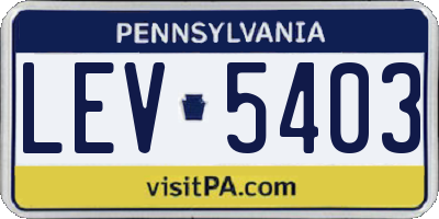 PA license plate LEV5403