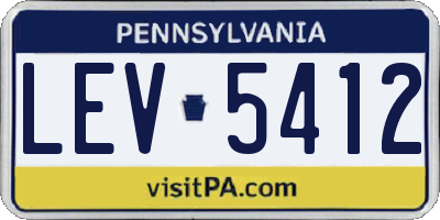 PA license plate LEV5412