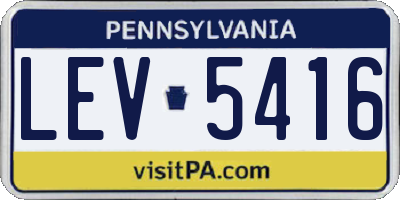 PA license plate LEV5416