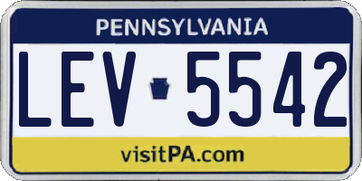 PA license plate LEV5542