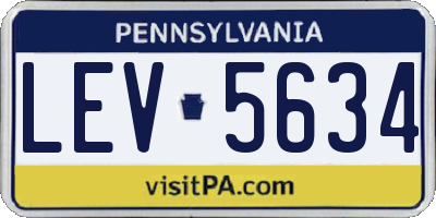 PA license plate LEV5634