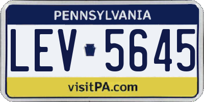 PA license plate LEV5645