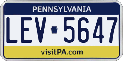 PA license plate LEV5647